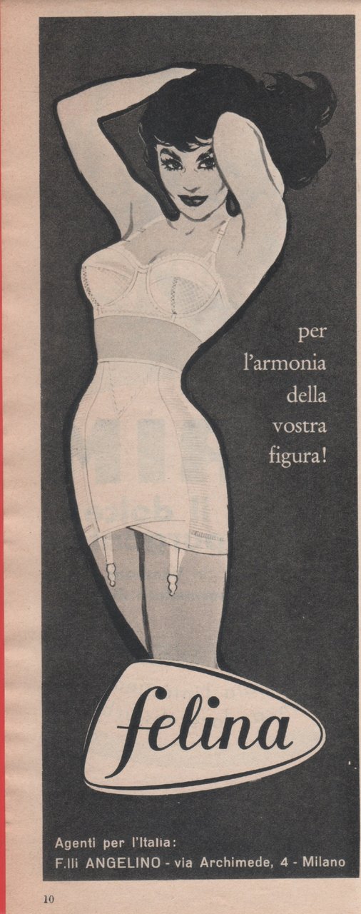 Felina corsetteria / RIM il dolce purgante. Advertising 1959
