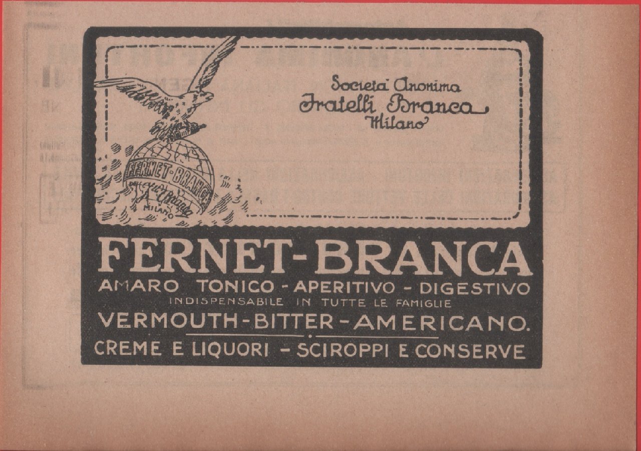 Fernet Branca. Advertising 1926