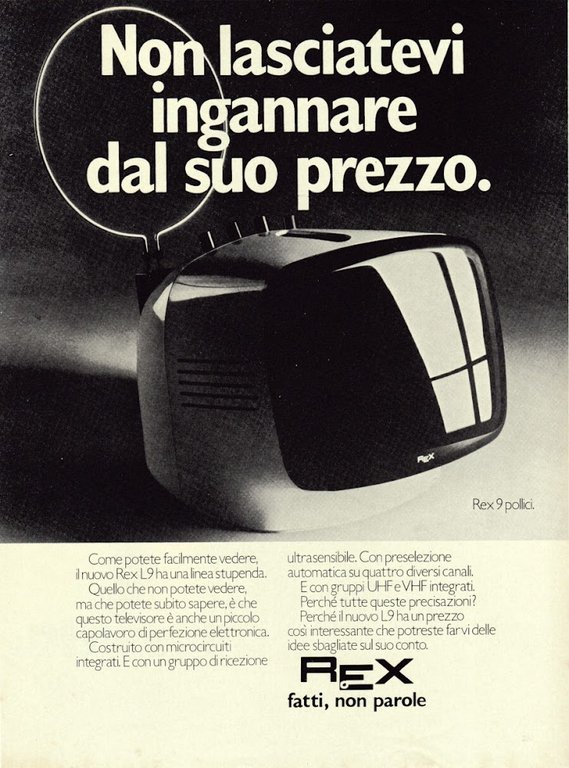 Fernet Branca, digestione avvenuta/Televisore Rex 9 pollici. Advertising 1974