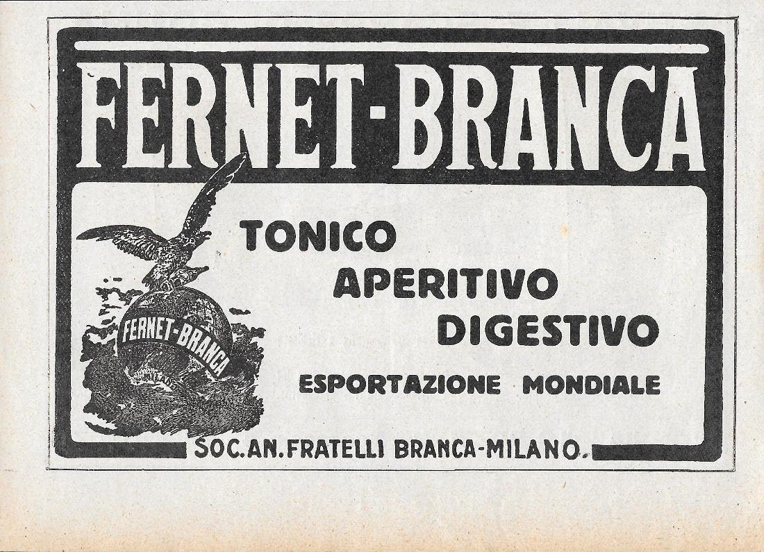 Fernet Branca / Stivali e Scarpe di gomma. Advertising 1928