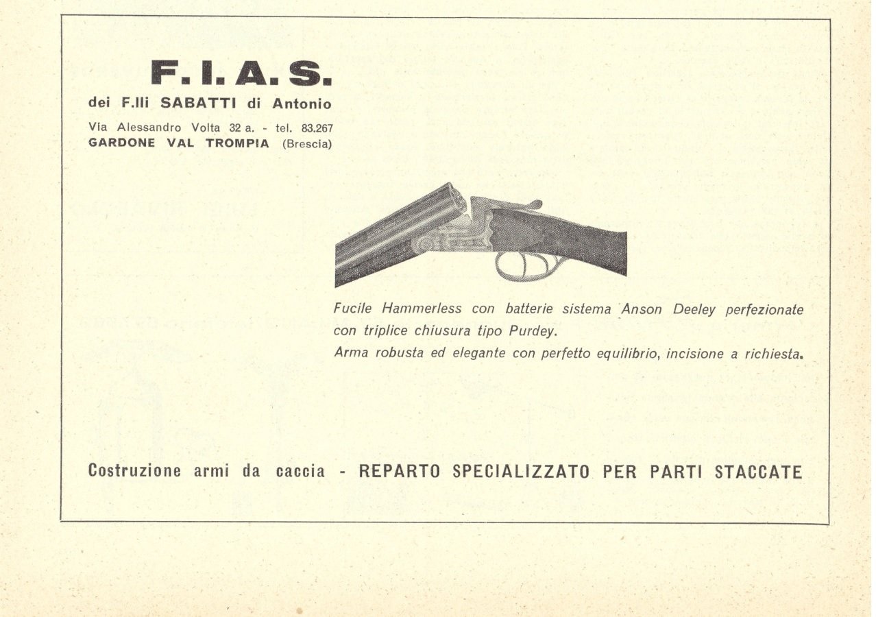 FIAS dei F.lli Sabatti di Antonio. Gardone Valtrompia. Advertising 1963