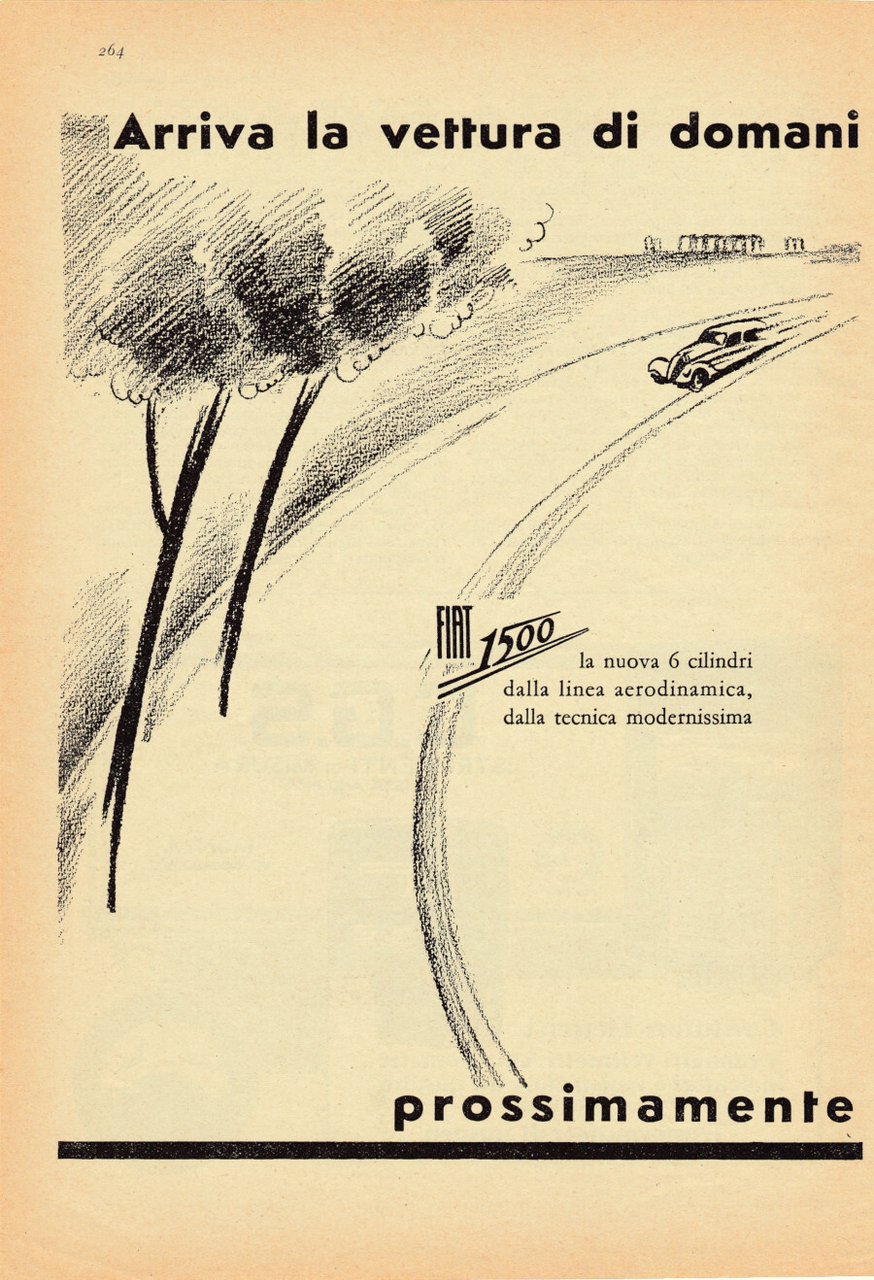 FIAT 1500 arriva la vettura di domani. Advertising 1935