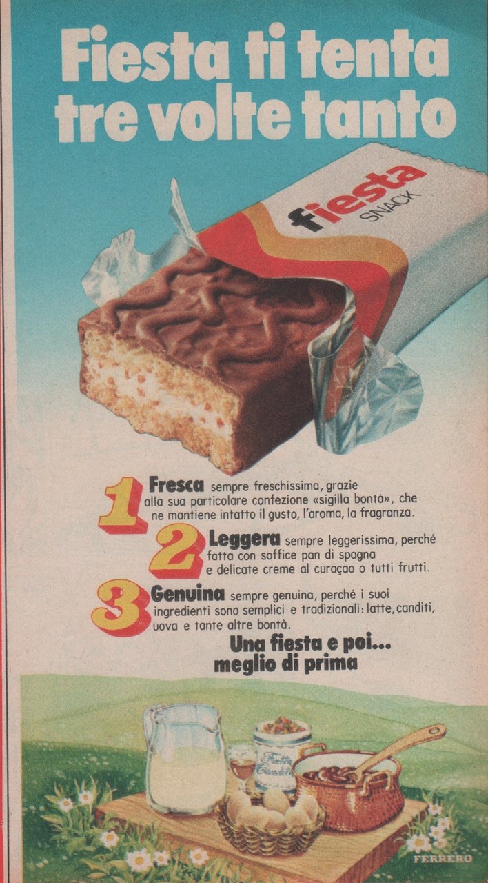 Fiesta ti tenta tre volte tanto. Ferrero. Advertising 1980