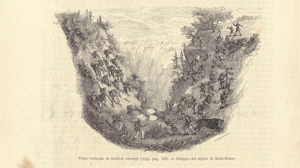 Finta battaglia di fucilieri norvegi. Illustrazione 1864