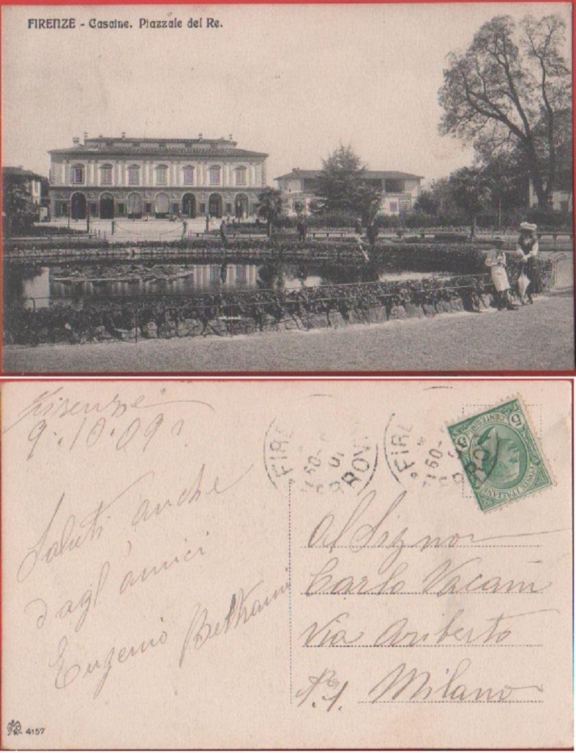 Firenze. Cascine. Piazzale del Re. Viaggiata 1909, Animata