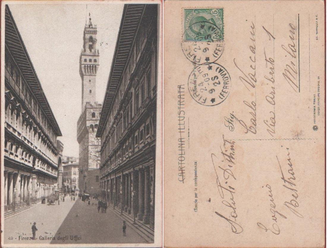 Firenze. Galleria degli Uffizi. Viaggiata 1909