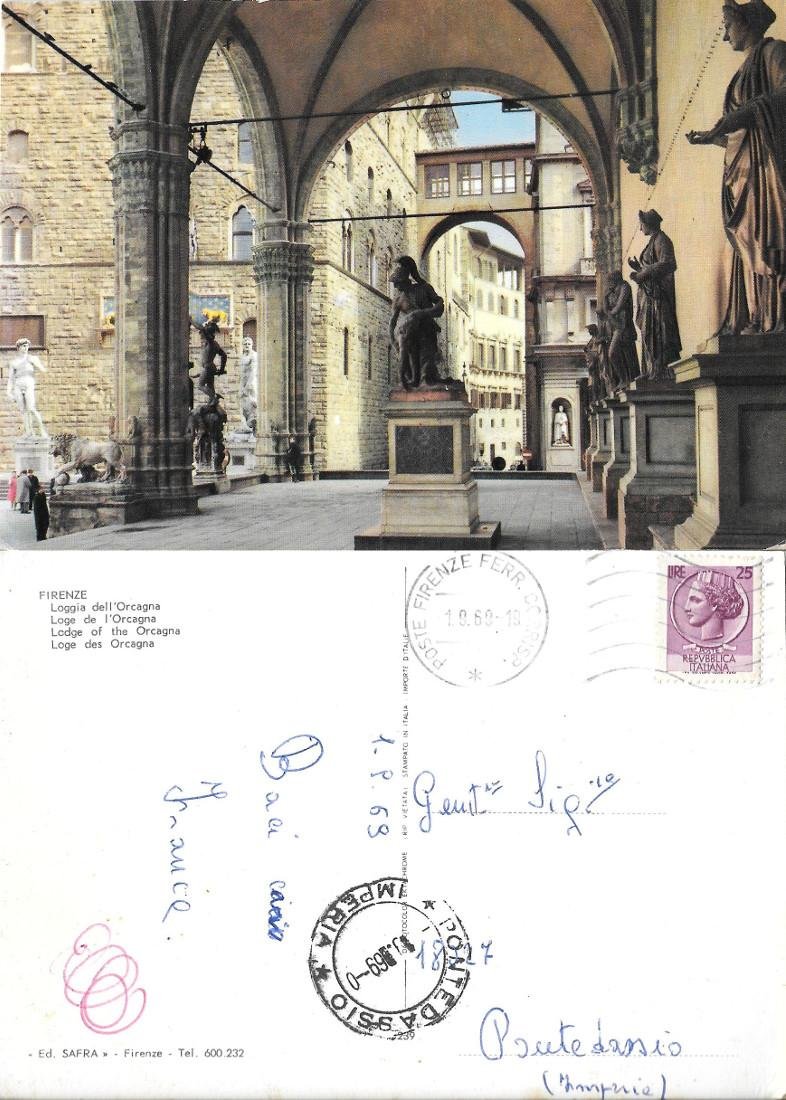 Firenze. Loggia dell'Orcagna. Viaggiata 1969