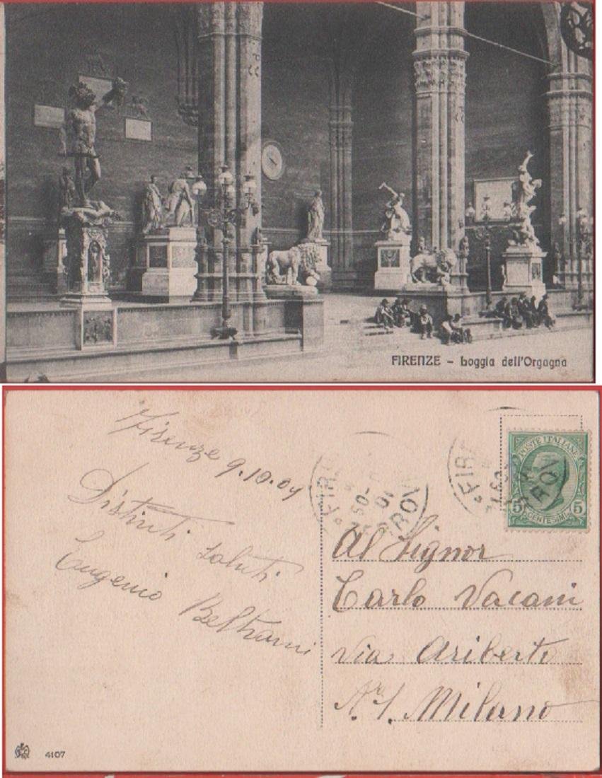 Firenze. Loggia dell'Orgagna. Viaggiata 1909. Animata