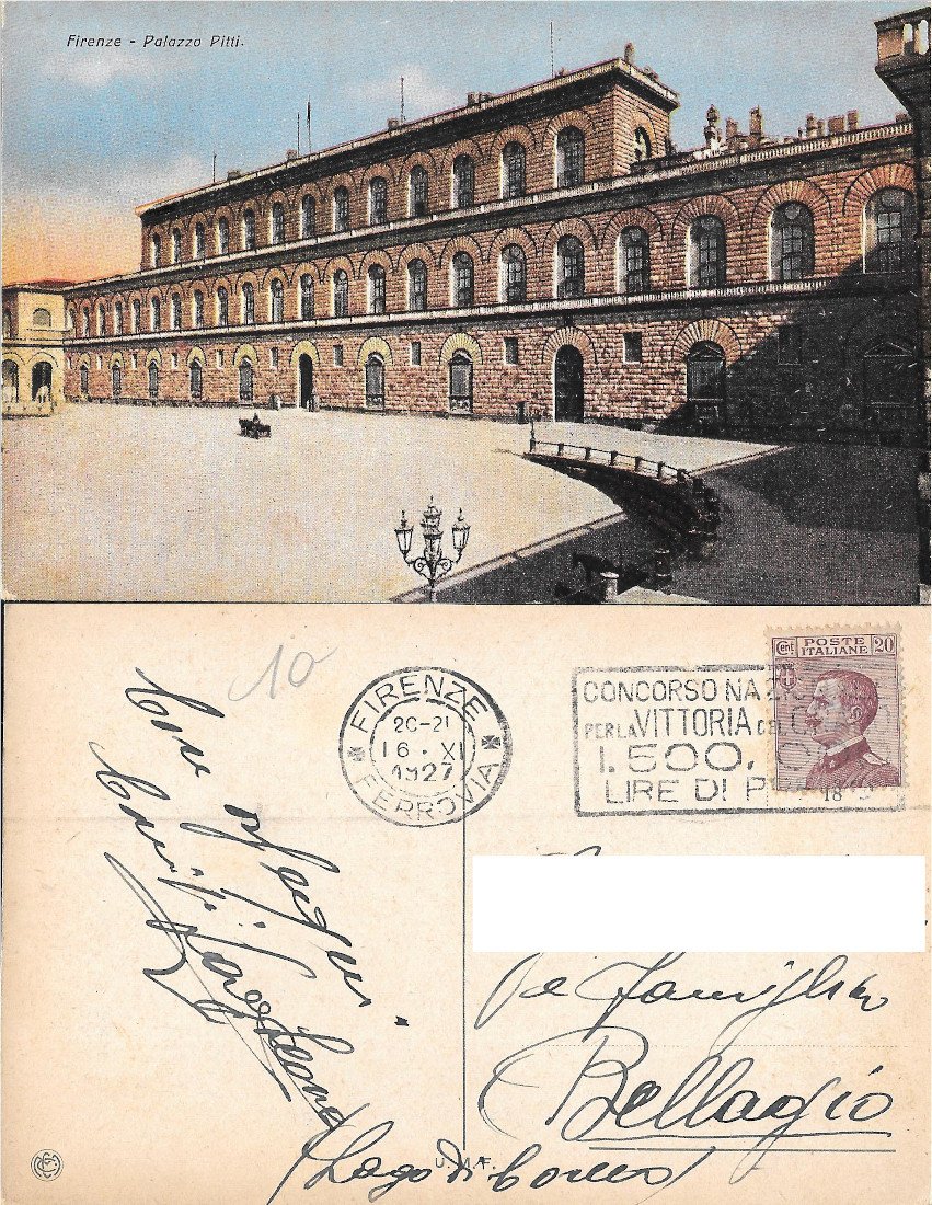 Firenze. Palazzo Pitti. Viaggiata 1927