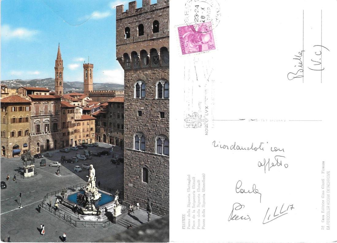 Firenze. Piazza della Signoria. Viaggiata 1962