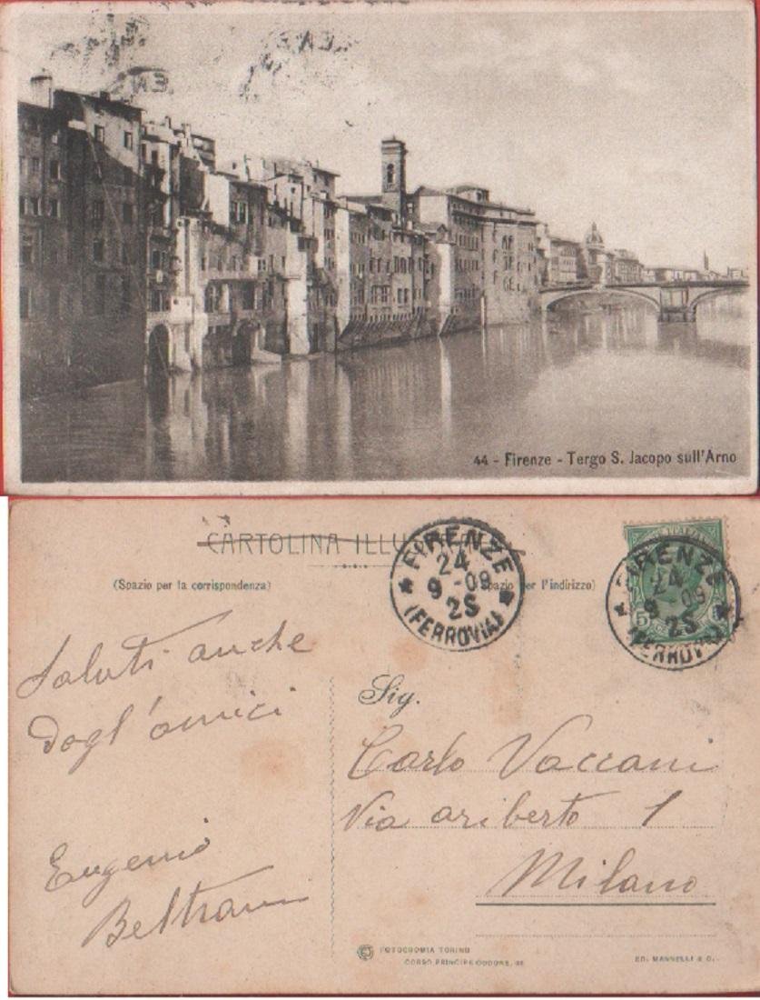 Firenze. Tergo S. Jacopo sull'Arno. Viaggiata 1909