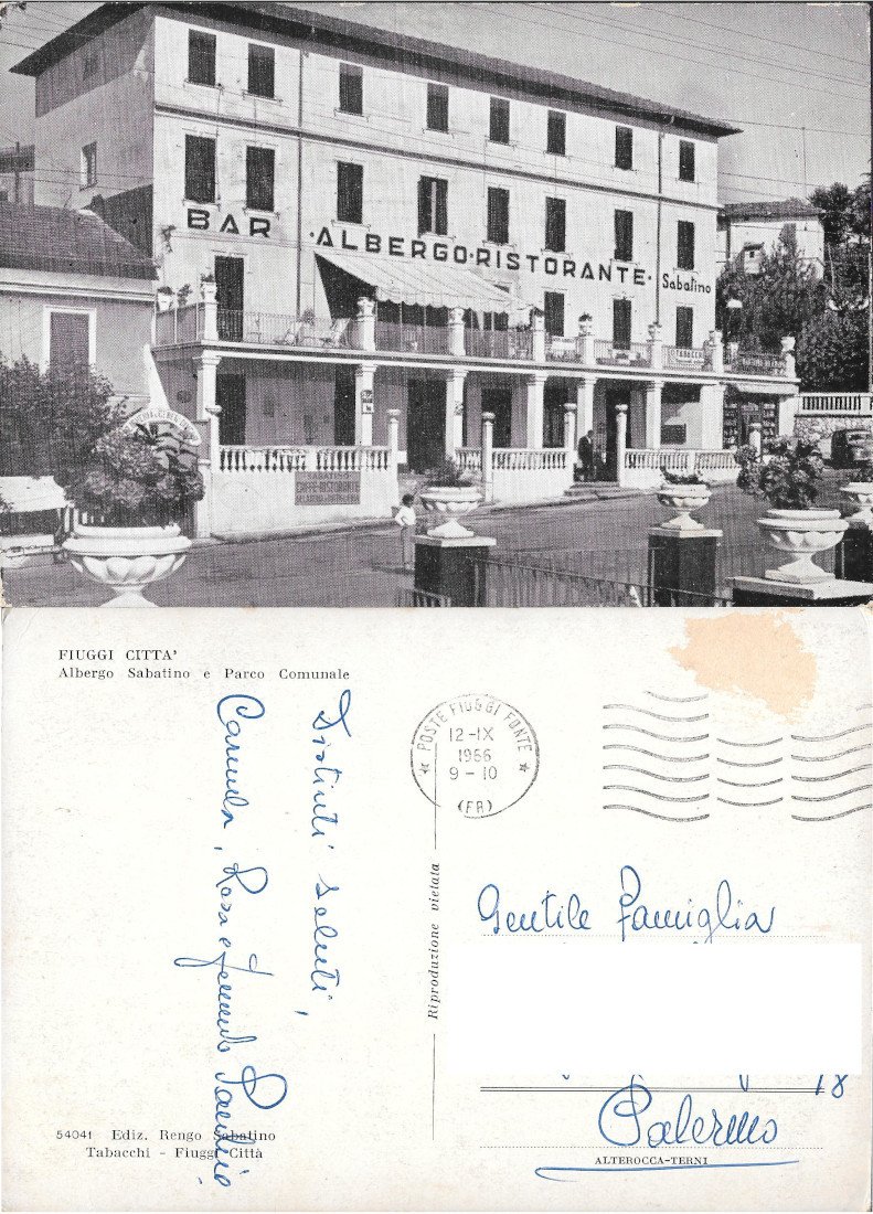 Fiuggi Città.Albergo Sabatino e Parco Comunale. Viaggiata 1966