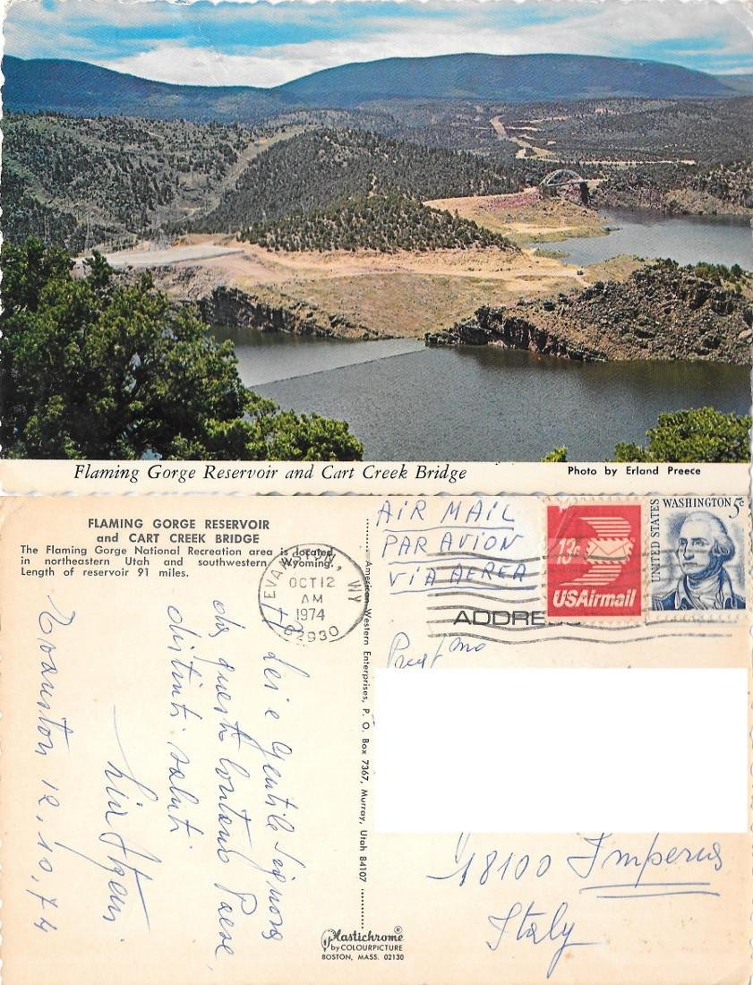 Flaming George Reservoir and Cart Creek Bridge (USA). Viaggiata 1974