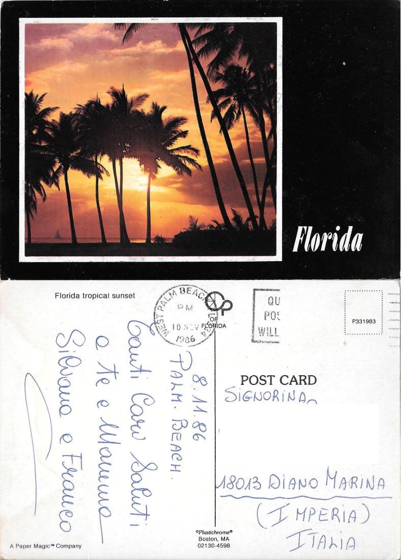 Florida tropical sunset. Viaggiata 1986