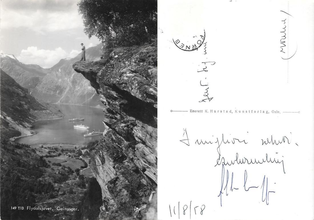 Flydalsjuvet Geiranger (NOR). Viaggiata 1958