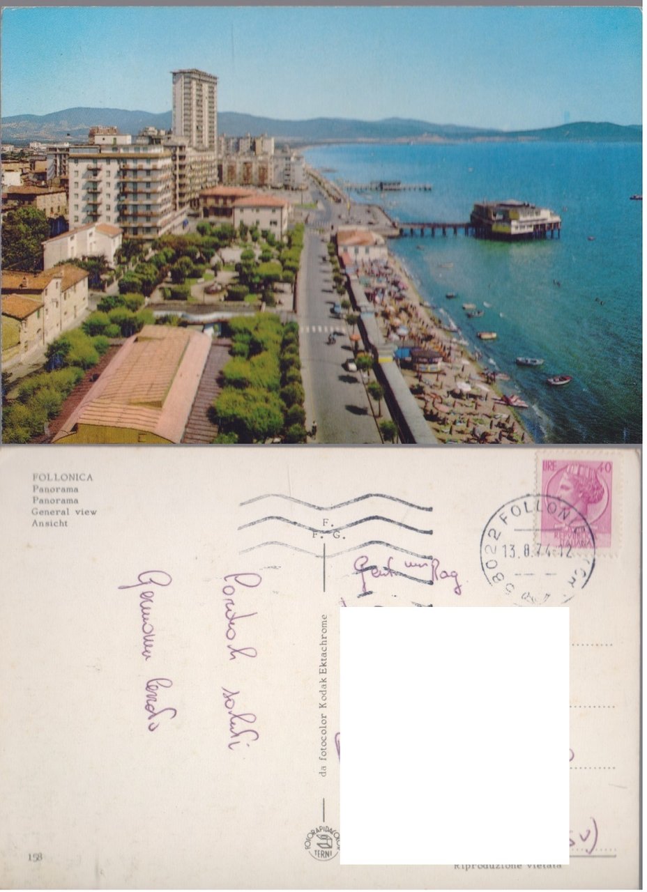 Follonica (GR). Panorama. Viaggiata 1974