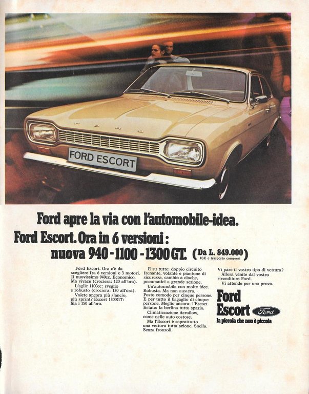 Ford Escort / Autofonoradio Rolling, Europhon. Advertising 1969 | Immagine Gallery 1