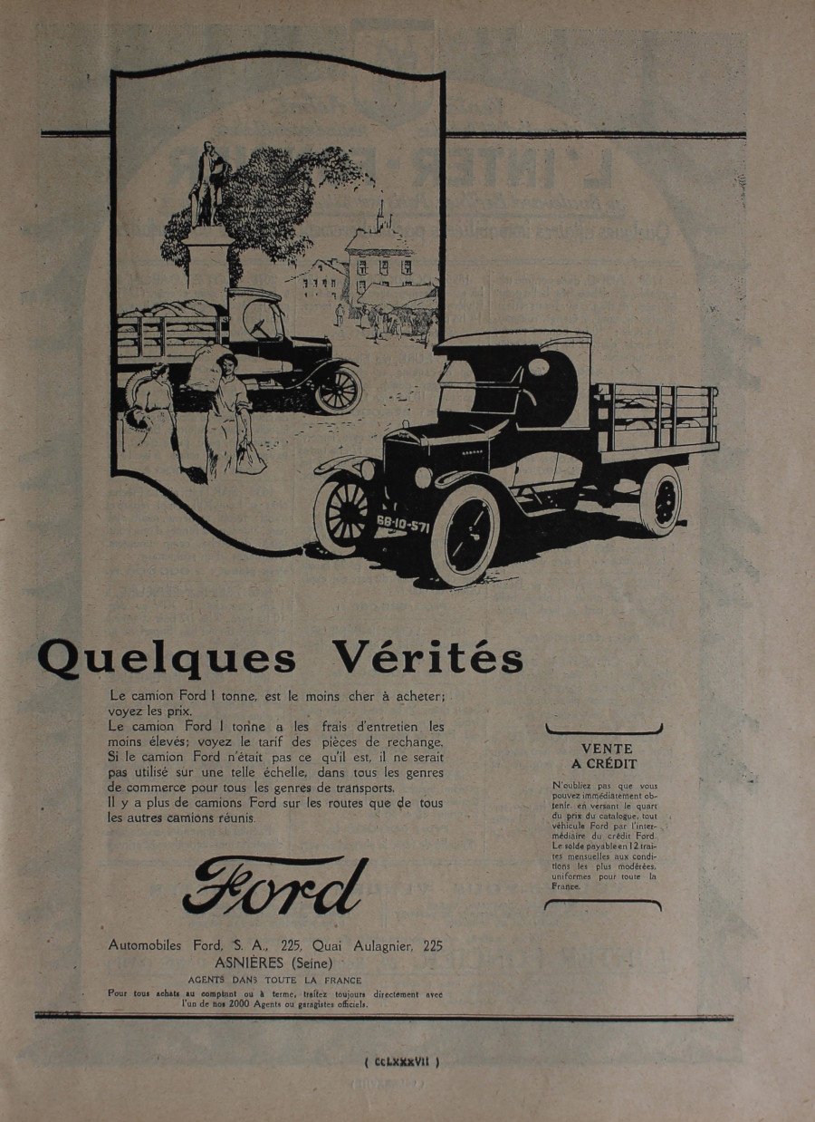 Ford. Quelques verites. Advertising 1926