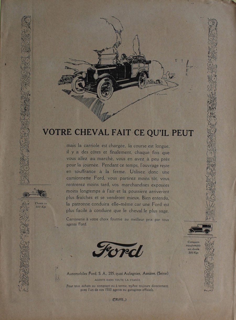 Ford. Votre cheval fait ce qu'il peut. Advertising 1926