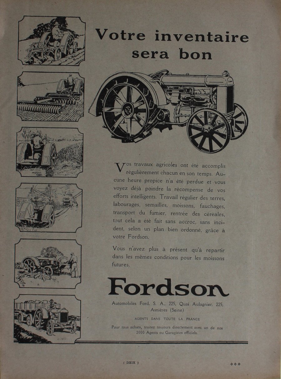 Fordson. Votre inventaire sera bon. Advertising 1926