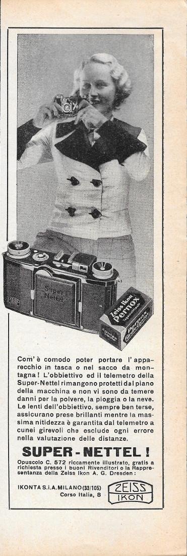 Fotocamera Super-Nettel Zeiss. Advertising 1935