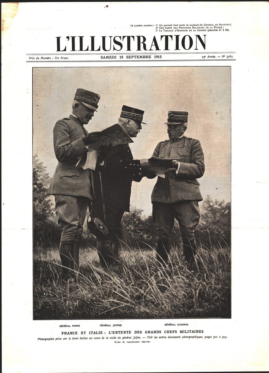 France et Italie: l'entende des grads chefs militaires. Immagine 1915 | Immagine principale