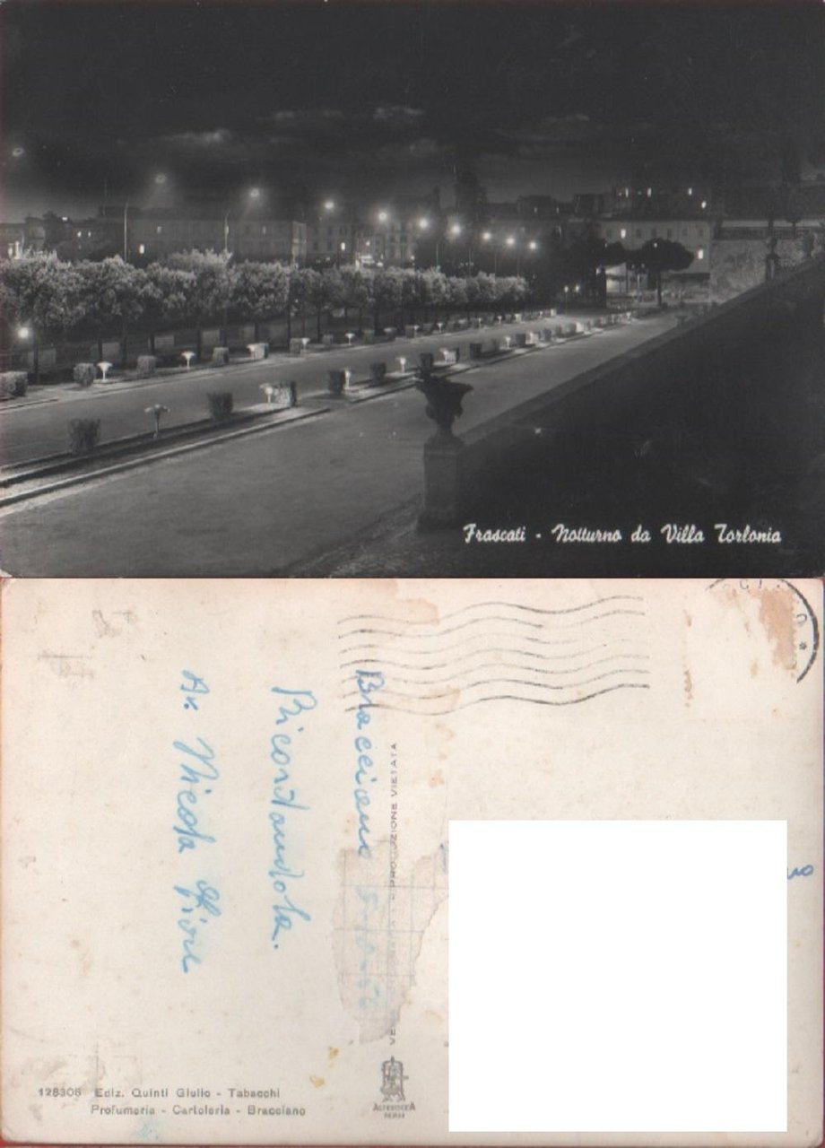 Frascati. Notturna da Villa Torlonia . Viaggiata.