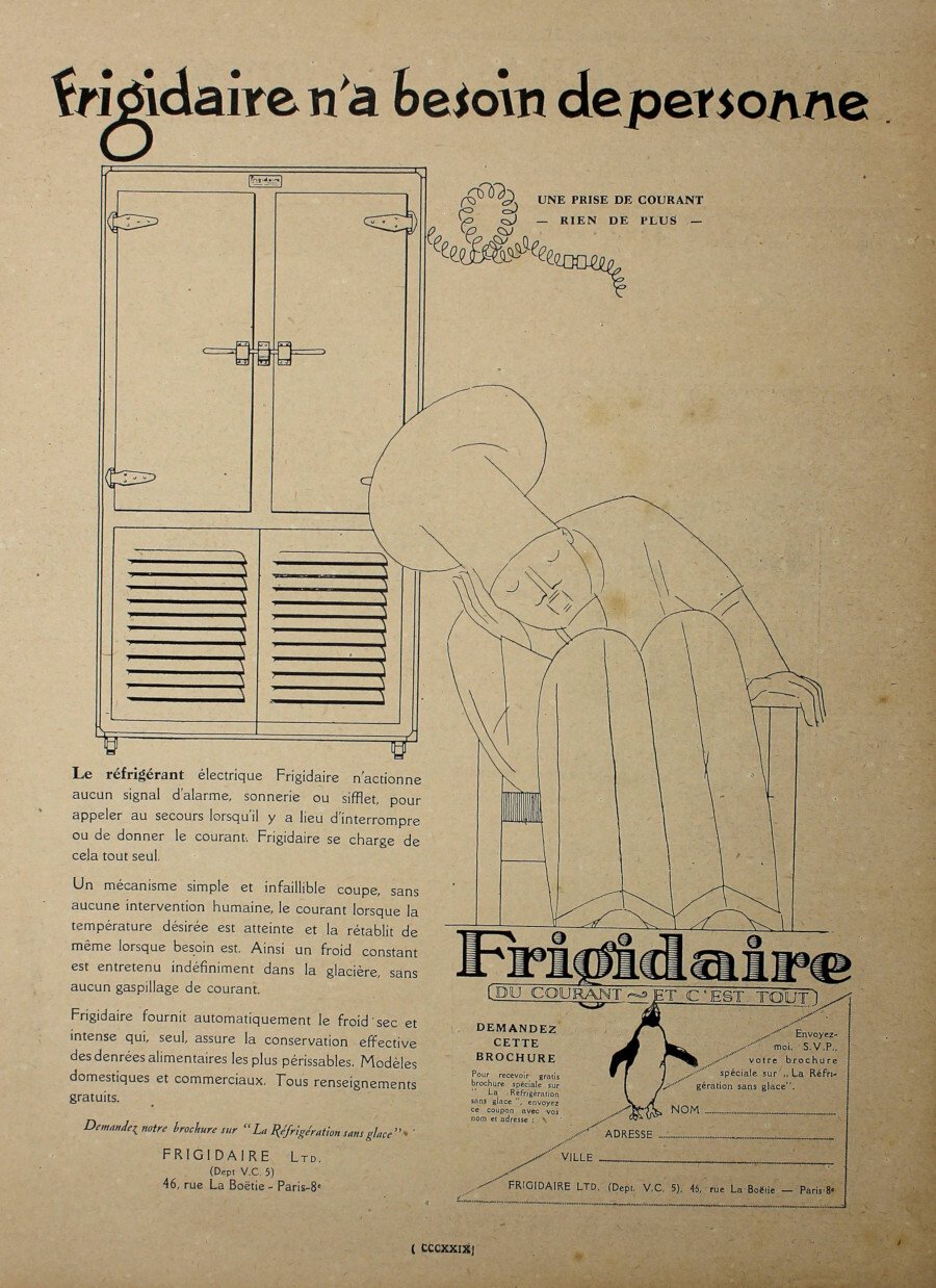 Frigidaire n'a besoin de personne. Advertising 1927