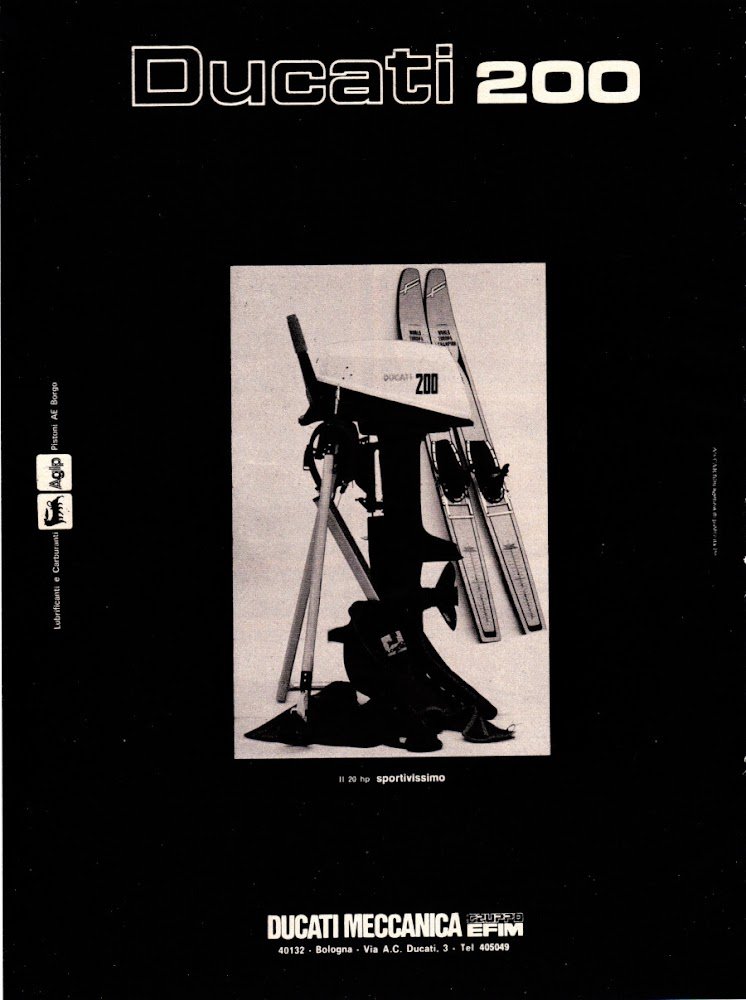 Fuoribordo Ducati 200. Advertising 1974