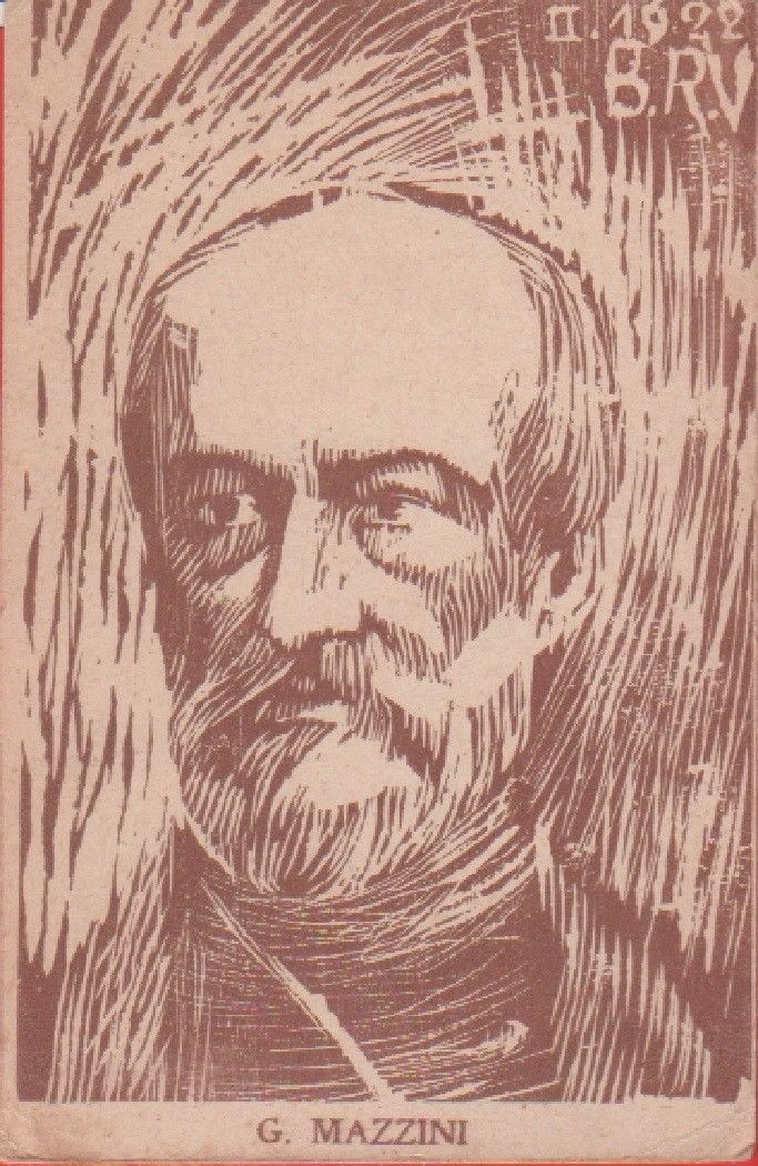 G. Mazzini. Xilografia di B.R. Veneziani. Non viaggiata. Originale