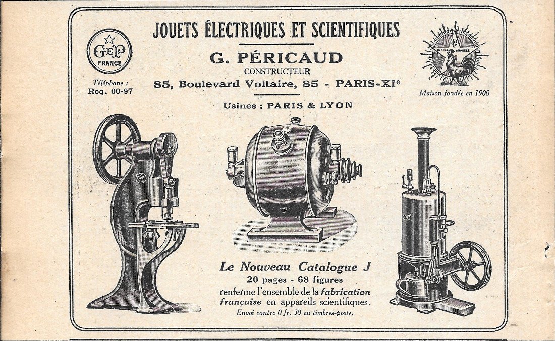 G. Péricaud. Jouets electriques et scientifiques - Advertising 1920