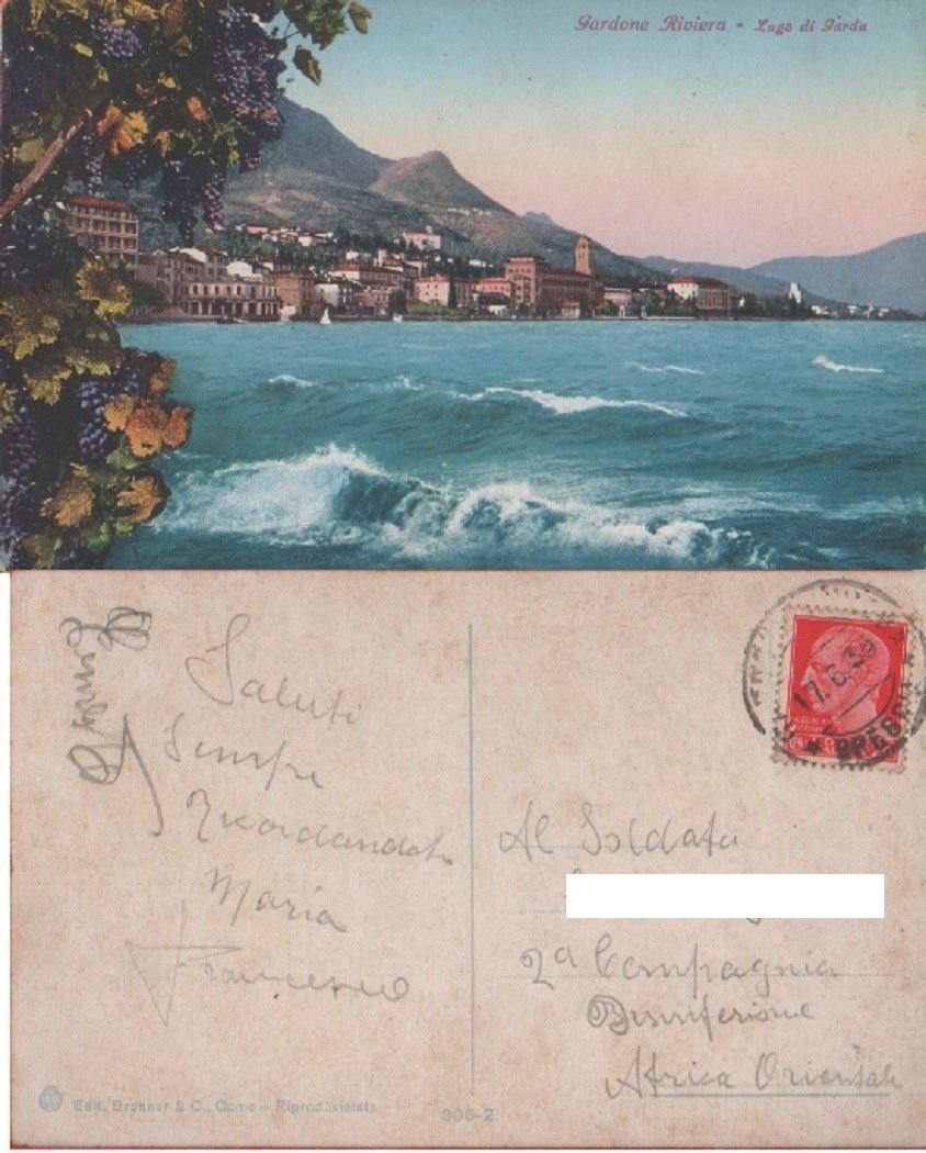 Gardone Riviera. Lago di Garda. Viaggiata 1935
