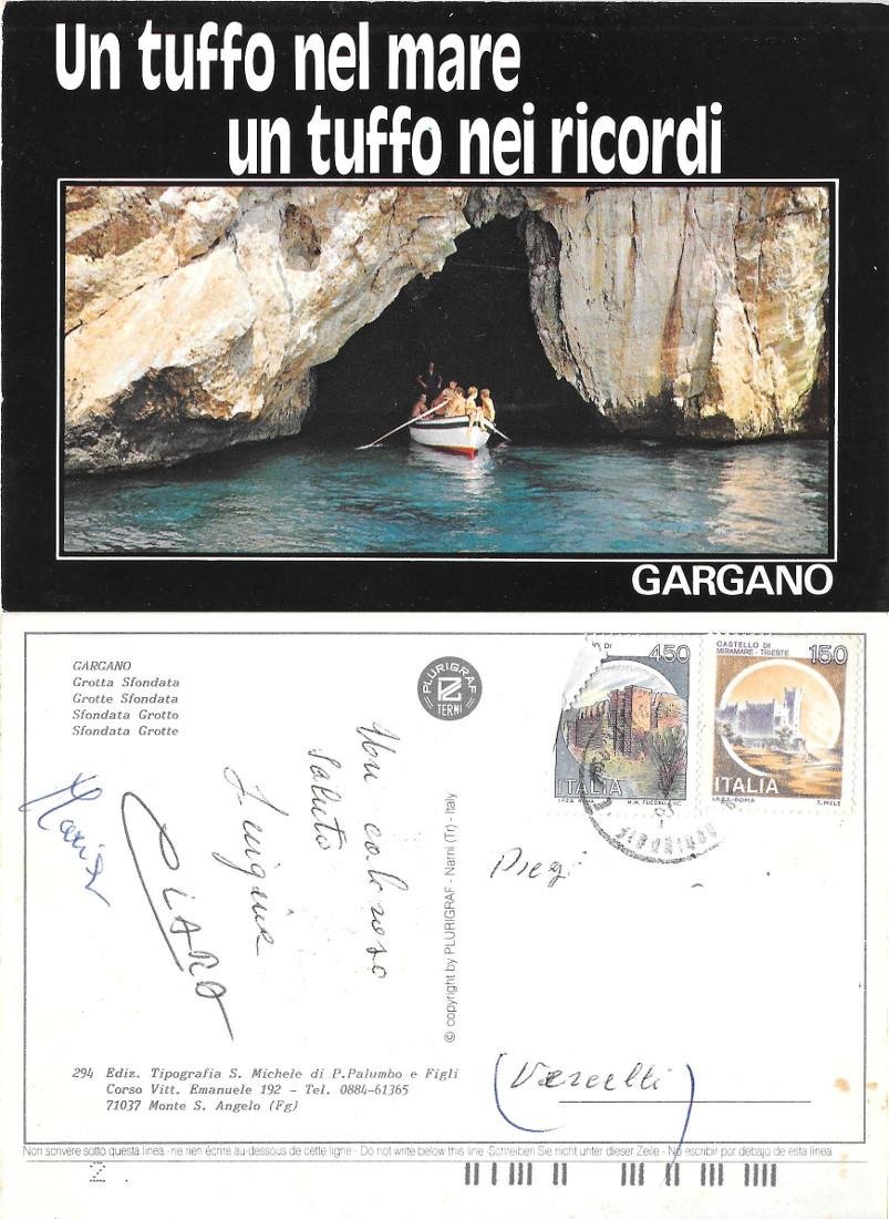 Gargano. Grotta sfondata. Viaggiata 1998