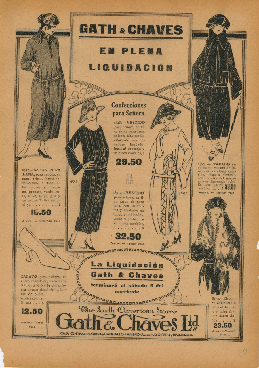 Gath &amp; Chaves en plena liquidacion. Advertising 1922