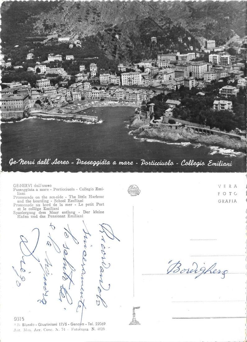 Genova Nervi. Passeggiata a mare. Porticciolo. Collegio Emiliani