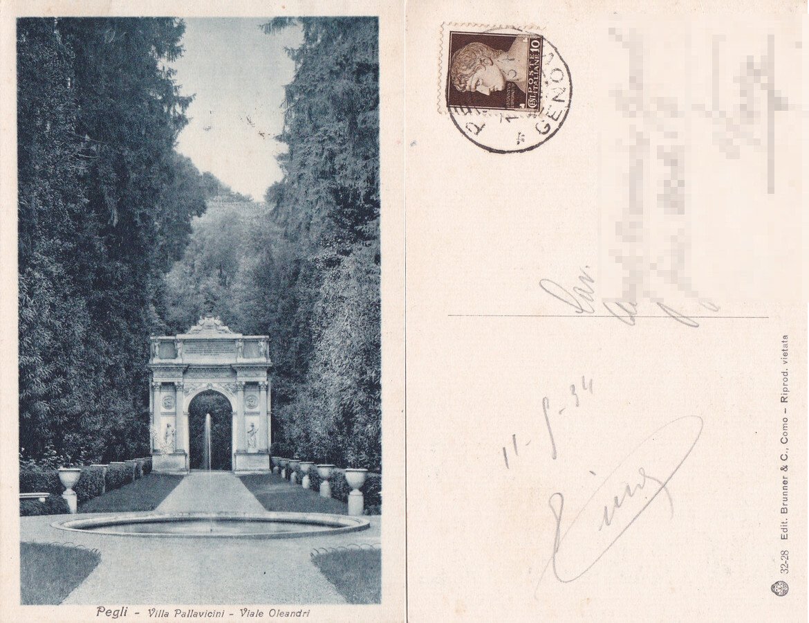 Genova Pegli. Villa Pallavicini. Viale oleandri. Viaggiata 1934