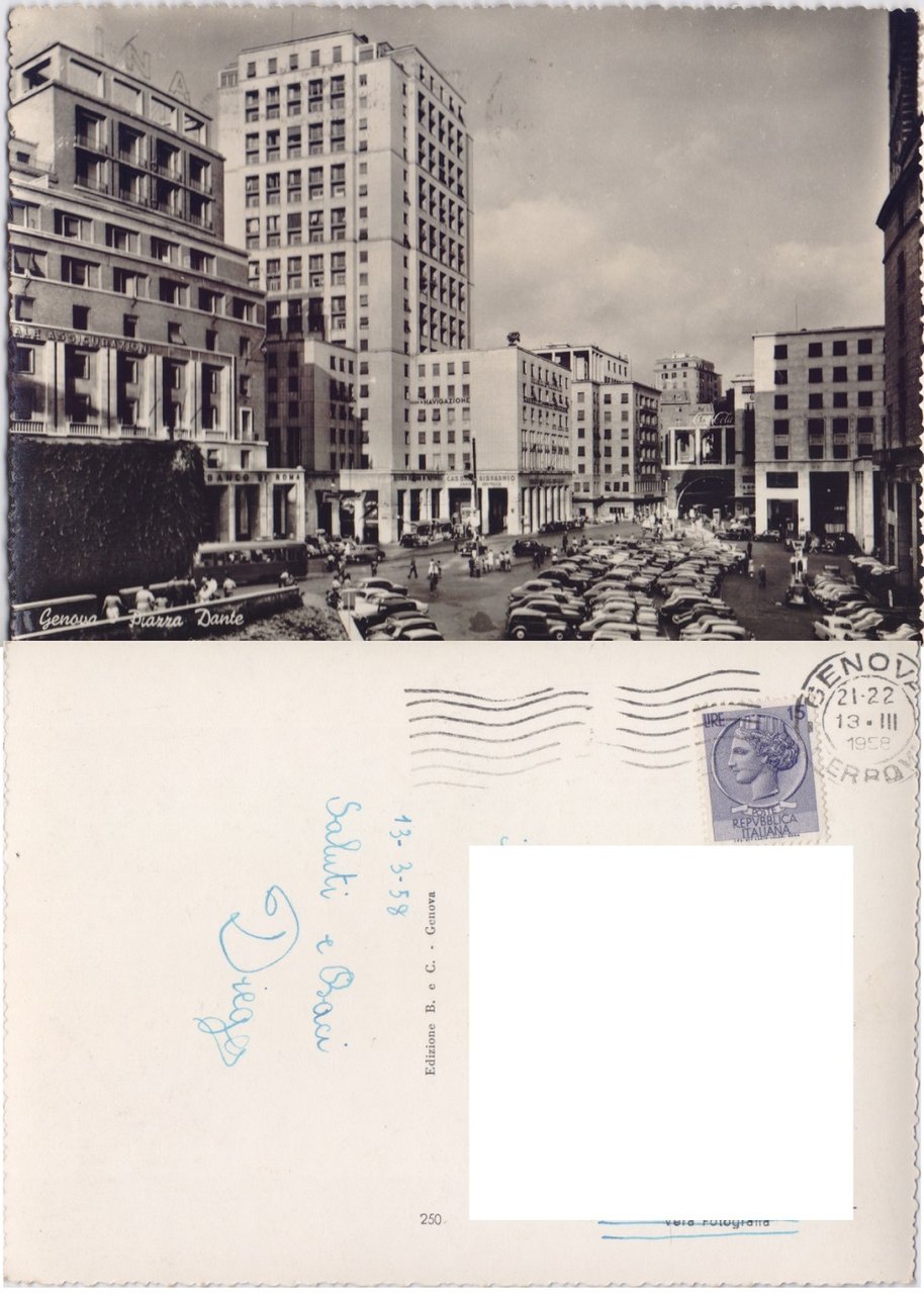Genova. Piazza Dante. Viaggiata 1958