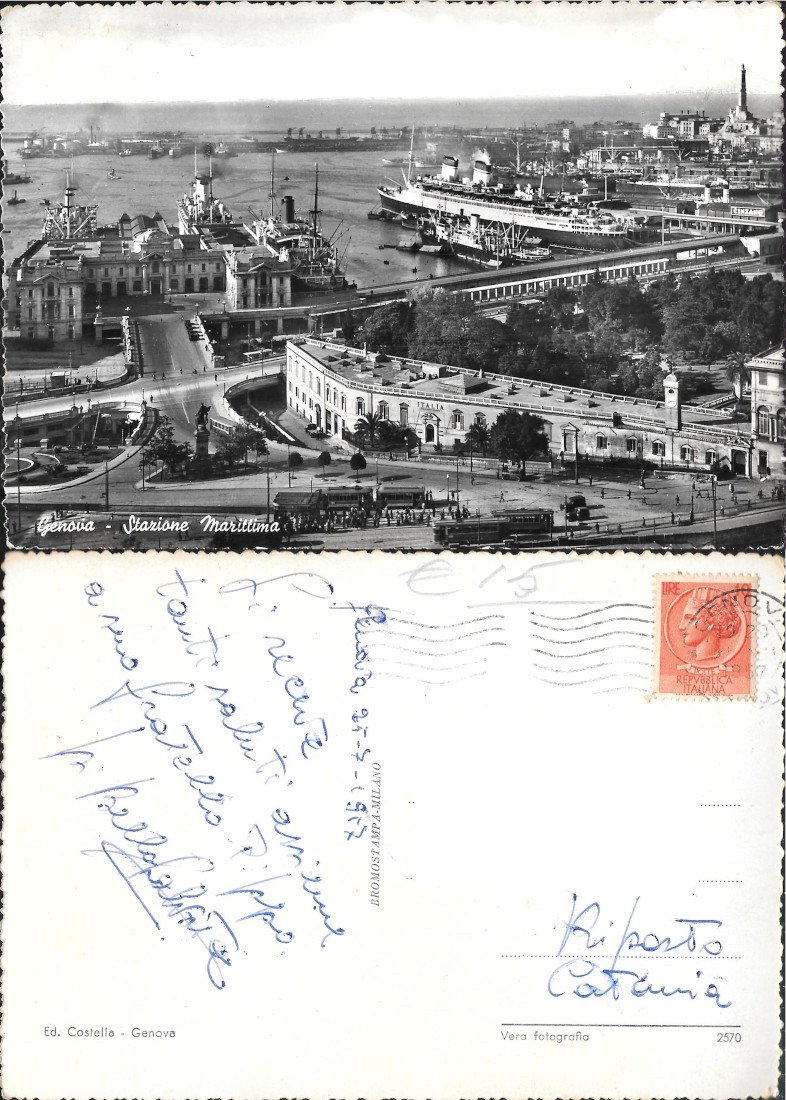 Genova. Stazione Marittima. Viaggiata 1957