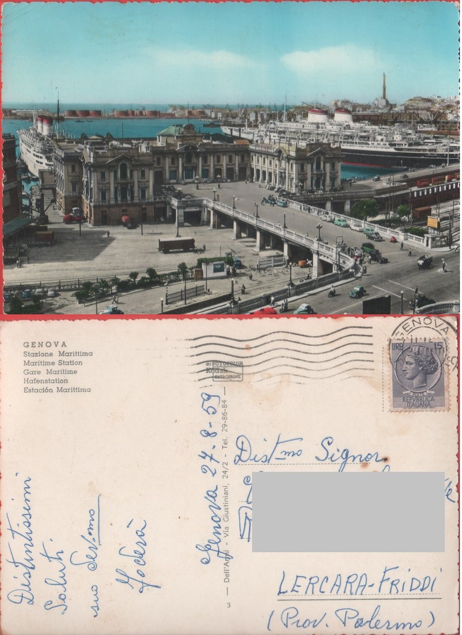Genova. Stazione Marittima. Viaggiata 1959