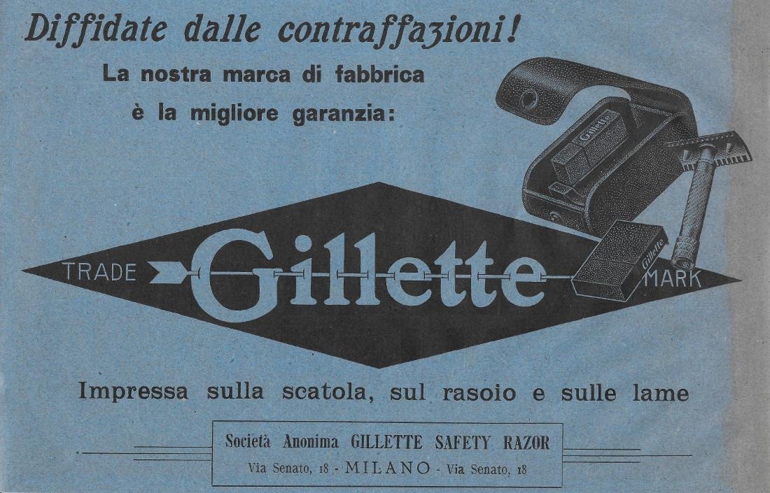 Gillette. Diffidate dalle contraffazioni!. Advertising 1920
