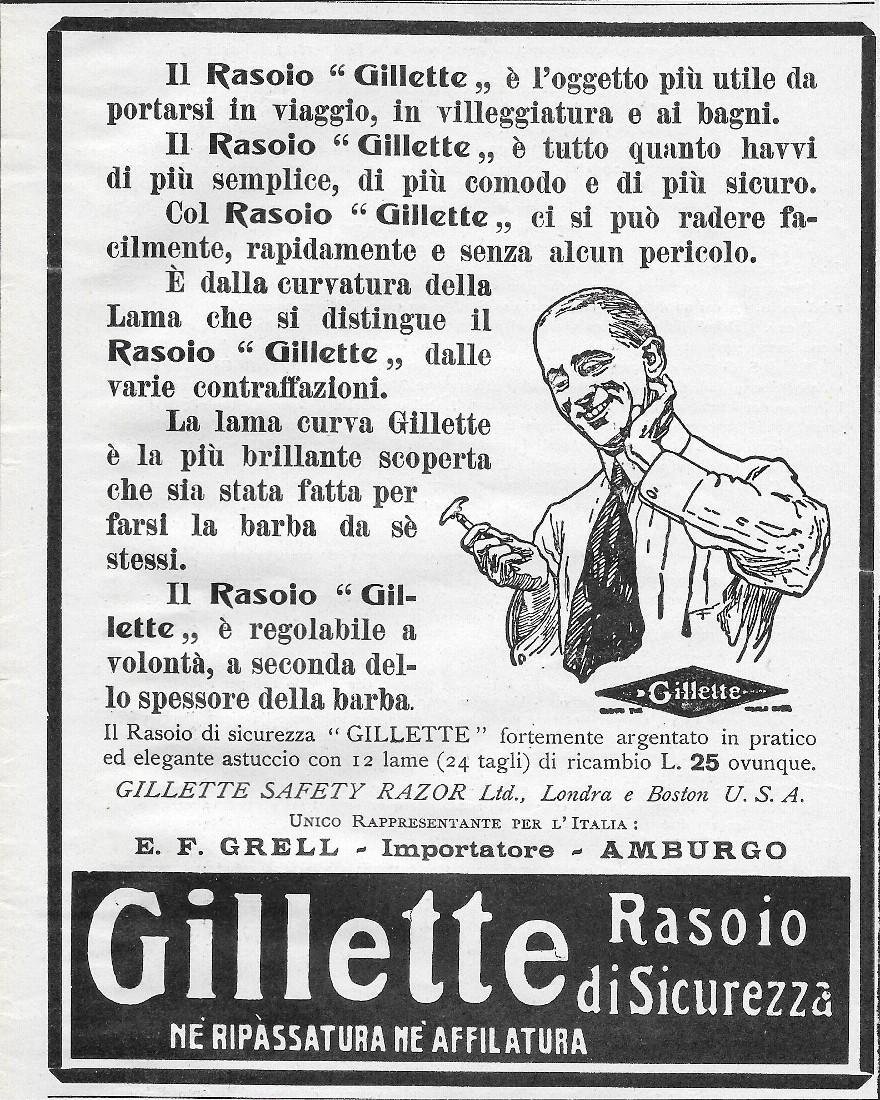 Gillette. Rasoio di sicurezza. Advertising 1912