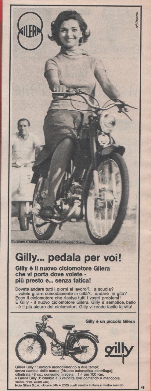 Gilly.. pedala per voi. Gilera. Advertising 1964