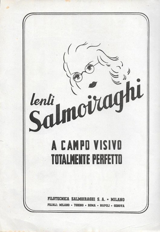 Gincana Bisleri/Lenti Salmoiraghi. Advertising 1942 fronte retro