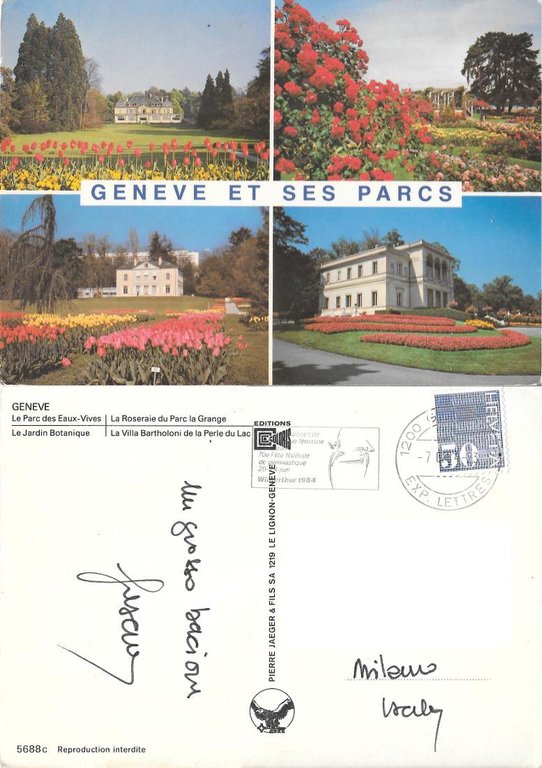 Ginevra e i suoi parchi.  Viaggiata 1984