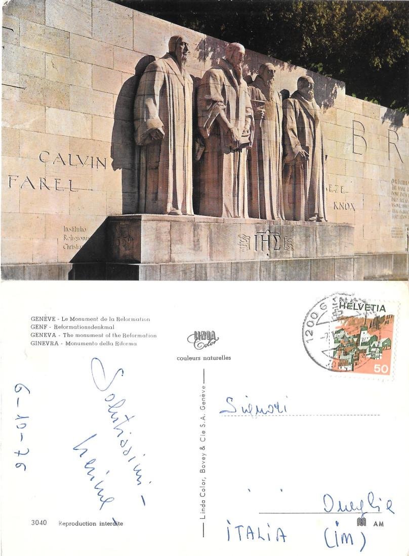 Ginevra. Monumento della Riforma. Viaggiata 1976