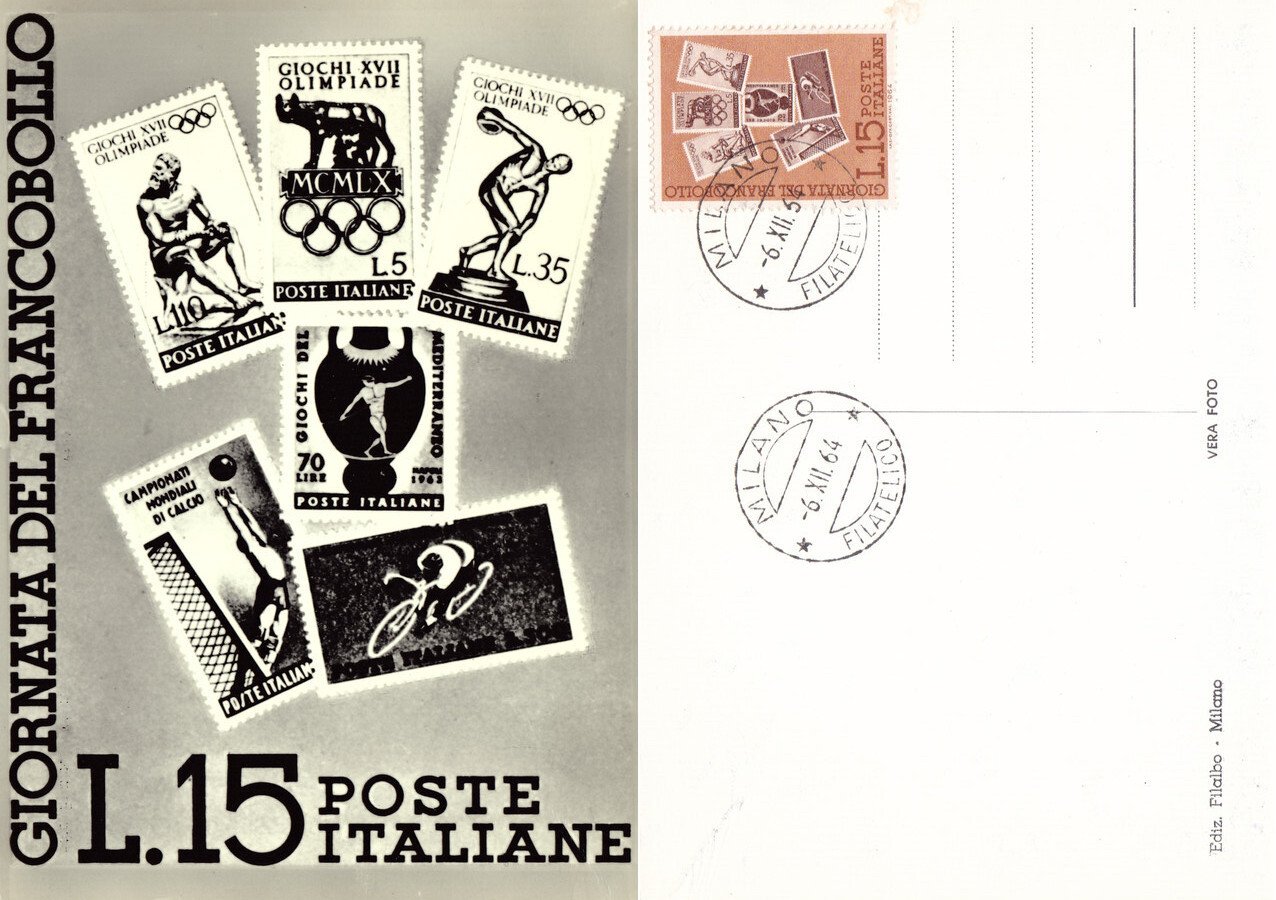 Giornata del francobollo 1964. Non viaggiata, affrancata, timbrata