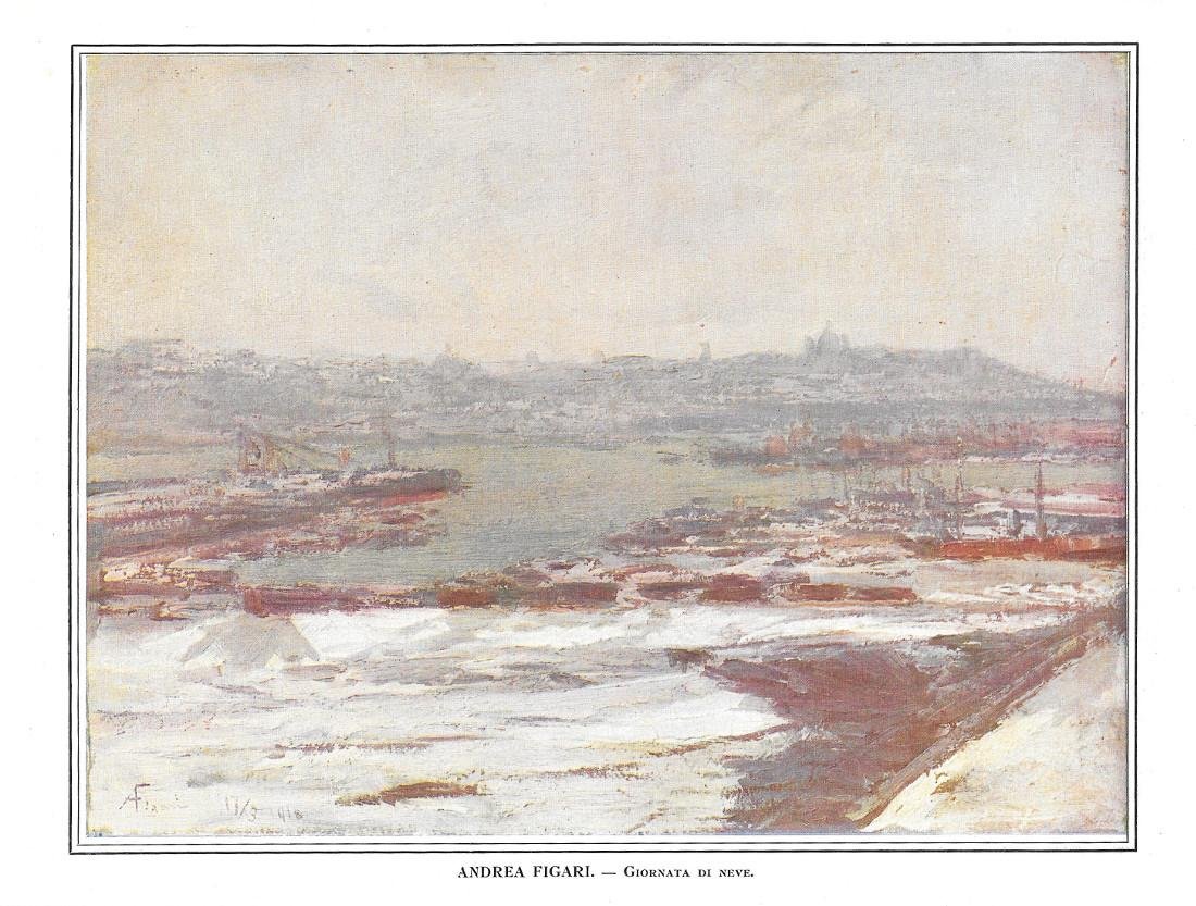Giornata di neve (Andrea Figari). Stampa 1916