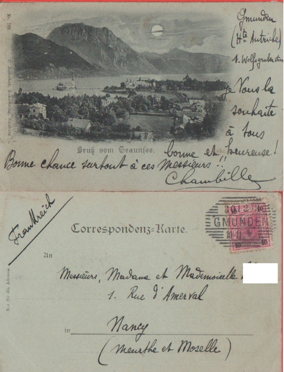 Gmunde (Austria) Gruk vom Traunsee - Viaggiata 1901