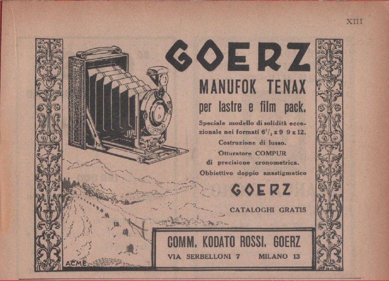 Goerz. Manufok Tenax. Advertising 1926