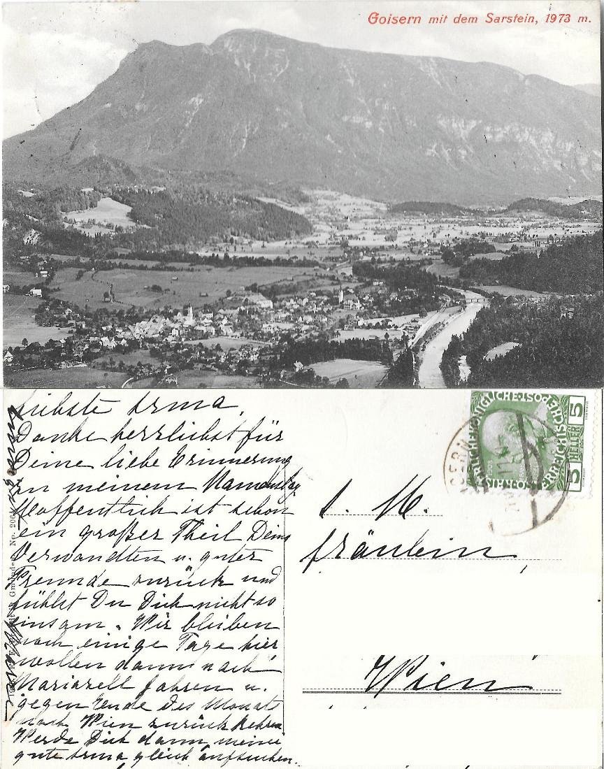 Goisern mit dem Sarstein. Viaggiata 1911
